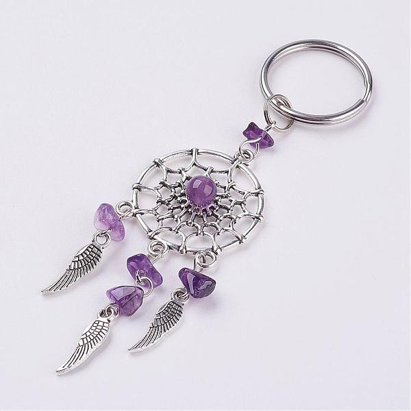 PandaHall Natural Chip Amethyst Keychain, with Tibetan Style Pendants and 316 Surgical Stainless Steel Key Ring, Woven Net/Web with Feather..., Purple
PandaHall Natural Chip Amethyst Keychain, with Tibetan Style Pendants and 316 Surgical Stainless Steel Key Ring, Woven Net/Web with Feather..., Purple