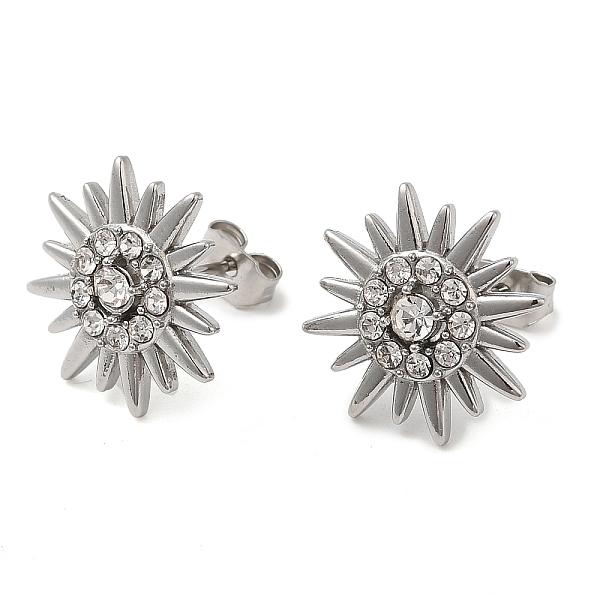 PandaHall 304 Stainless Steel Sun Stud Earings with Rhinestone, Stainless Steel Color, 14.5mm Rhinestone Sun Clear
PandaHall 304 Stainless Steel Sun Stud Earings with Rhinestone, Stainless Steel Color, 14.5mm Rhinestone Sun Clear