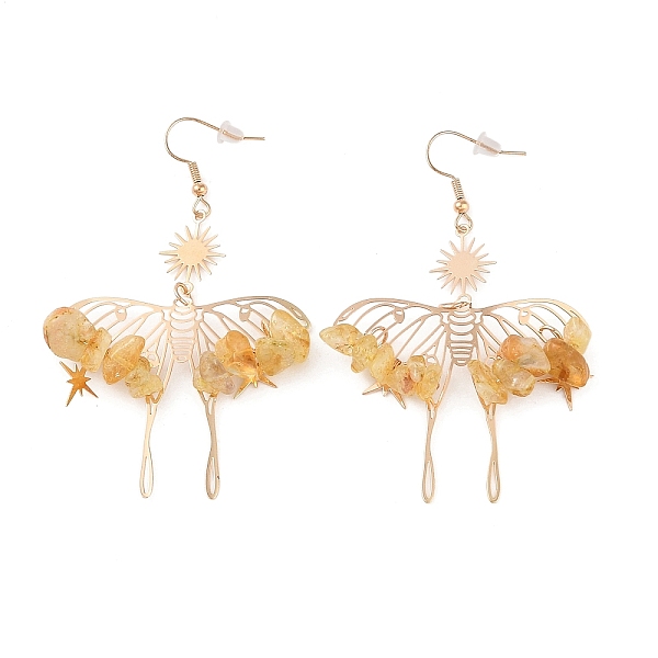PandaHall Natural Yellow Quartz Chips Dangle Earrings, Bohemian Hollow Butterfly Brass Jewelry for Women, 75x46mm Yellow Quartz Butterfly
PandaHall Natural Yellow Quartz Chips Dangle Earrings, Bohemian Hollow Butterfly Brass Jewelry for Women, 75x46mm Yellow Quartz Butterfly