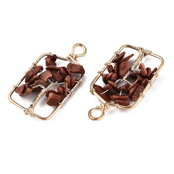 PandaHall Synthetic Goldstone Pendants, Golden Tone Brass Wire Wrapped, Tree, Rectangle, 42~43x21.5~22x6.5~7.5mm, Hole: 4mm Goldstone...
PandaHall Synthetic Goldstone Pendants, Golden Tone Brass Wire Wrapped, Tree, Rectangle, 42~43x21.5~22x6.5~7.5mm, Hole: 4mm Goldstone...