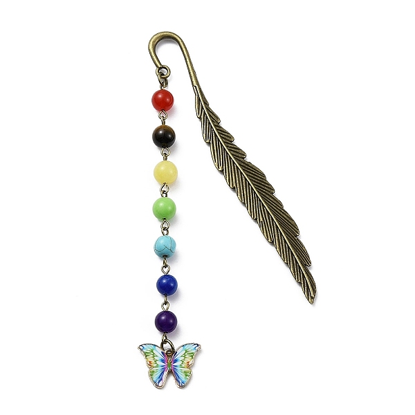 PandaHall Butterfly Alloy Enamel Pendant Bookmark with Chakra Gemstone Bead, Alloy Feather Bookmarks, Colorful, 140x14.5x3.5mm Mixed Stone...
PandaHall Butterfly Alloy Enamel Pendant Bookmark with Chakra Gemstone Bead, Alloy Feather Bookmarks, Colorful, 140x14.5x3.5mm Mixed Stone...