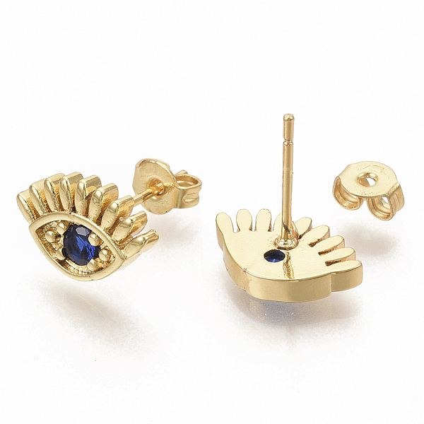 PandaHall Brass Micro Pave Blue Cubic Zirconia Stud Earrings, with Earring Backs, Eye, Real 16K Gold Plated, 8.5x13.5mm, Pin: 0.7mm Cubic...
PandaHall Brass Micro Pave Blue Cubic Zirconia Stud Earrings, with Earring Backs, Eye, Real 16K Gold Plated, 8.5x13.5mm, Pin: 0.7mm Cubic...