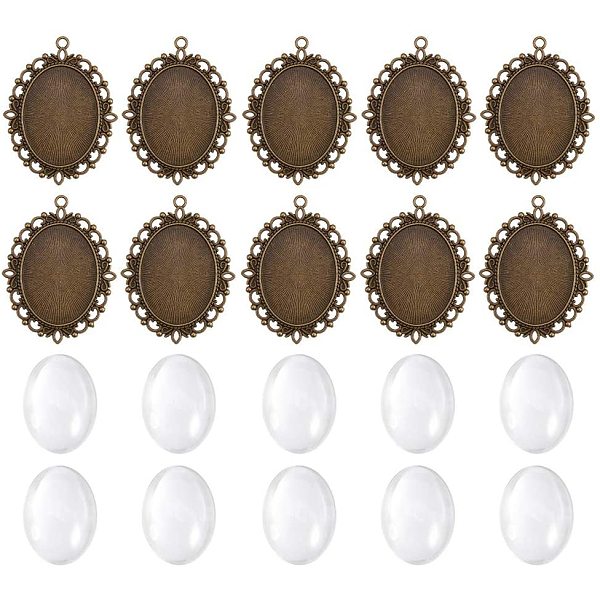 PandaHall 10 Sets Tibetan Style DIY Oval Metal Pendant with Clear Glass Cabochon Cover, DIY Findings for Jewelry Making, Antique Bronze...
PandaHall 10 Sets Tibetan Style DIY Oval Metal Pendant with Clear Glass Cabochon Cover, DIY Findings for Jewelry Making, Antique Bronze...