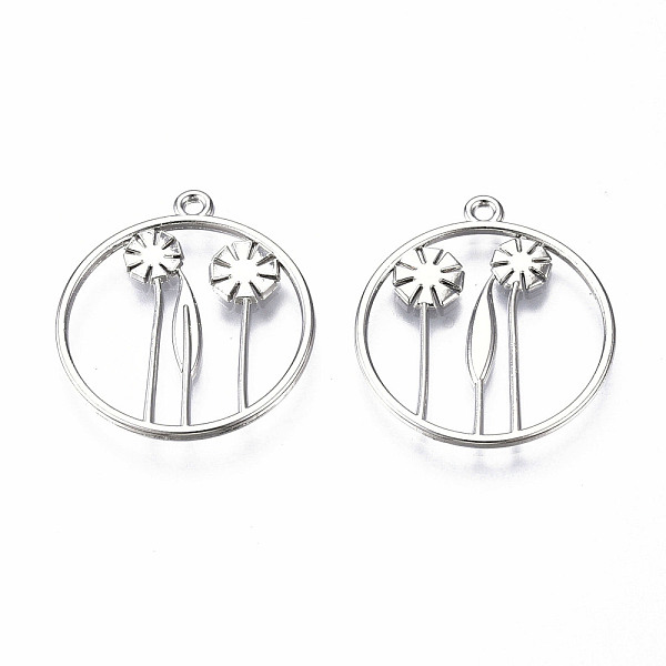 PandaHall Rack Plating Alloy Pendants, Cadmium Free & Lead Free, Hollow, Ring with Flower, Platinum, 25x22x1mm, Hole: 1.4mm Alloy Ring
PandaHall Rack Plating Alloy Pendants, Cadmium Free & Lead Free, Hollow, Ring with Flower, Platinum, 25x22x1mm, Hole: 1.4mm Alloy Ring