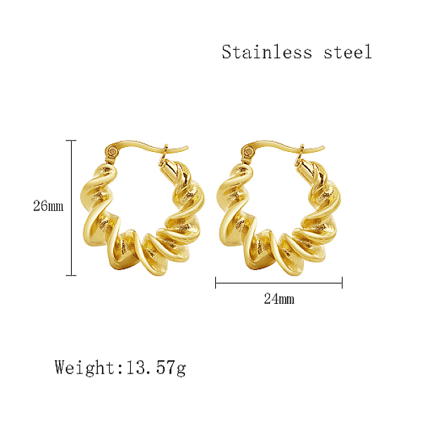 PandaHall Stainless Steel Hoop Earrings for Women, Real 18K Gold Plated, Twist, 26x24mm Stainless Steel Twist
PandaHall Stainless Steel Hoop Earrings for Women, Real 18K Gold Plated, Twist, 26x24mm Stainless Steel Twist
