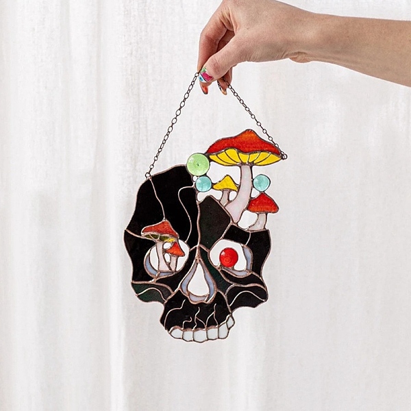 PandaHall Halloween Stained Acrylic Skull with Mushroom Art Window Planel, for Suncatchers Window Home Hanging Ornaments, Black, 150x150mm...
PandaHall Halloween Stained Acrylic Skull with Mushroom Art Window Planel, for Suncatchers Window Home Hanging Ornaments, Black, 150x150mm...