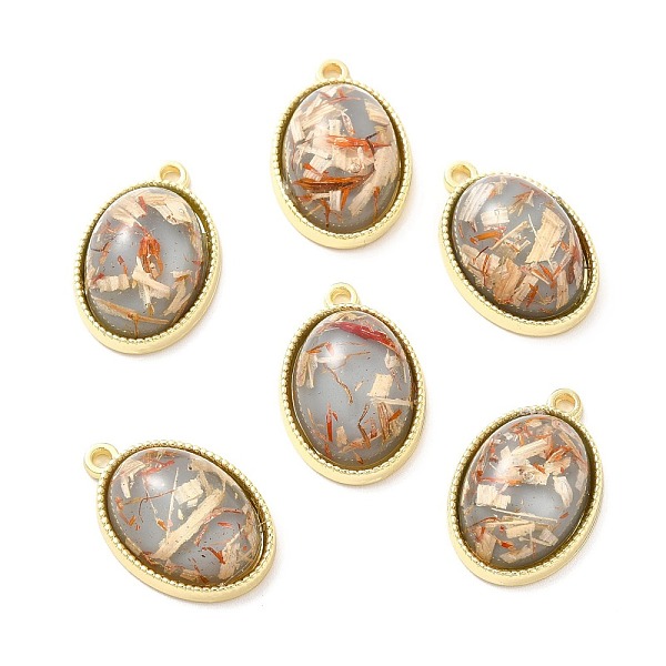 PandaHall Resin Foil Pendants, with Light Gold Tone Alloy Findings, Oval, Slate Gray, 23.5x15.5x7.5mm, Hole: 1.6mm Alloy+Resin Oval
PandaHall Resin Foil Pendants, with Light Gold Tone Alloy Findings, Oval, Slate Gray, 23.5x15.5x7.5mm, Hole: 1.6mm Alloy+Resin Oval