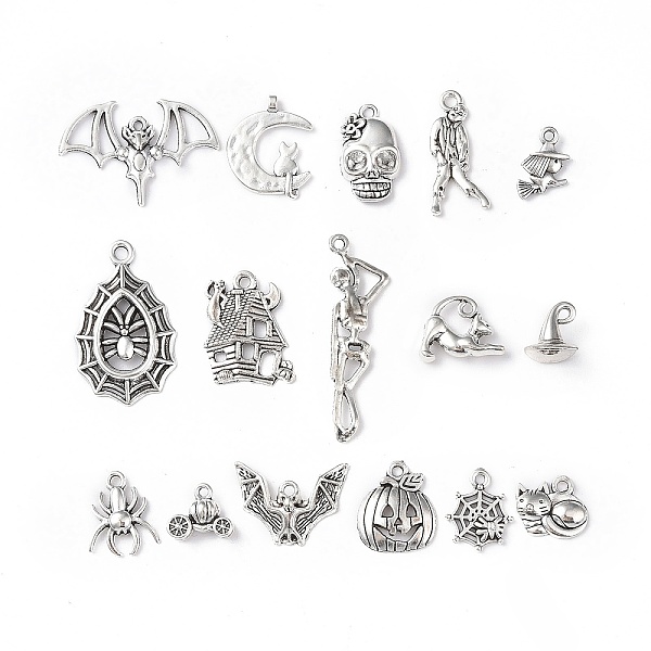 PandaHall Tibetan Style Alloy Pendants, Halloween Theme Mixed Shapes Charms, Antique Silver, 17.5~43x14~34x2~10.5mm, Hole: 1.6~2mm...
PandaHall Tibetan Style Alloy Pendants, Halloween Theme Mixed Shapes Charms, Antique Silver, 17.5~43x14~34x2~10.5mm, Hole: 1.6~2mm...