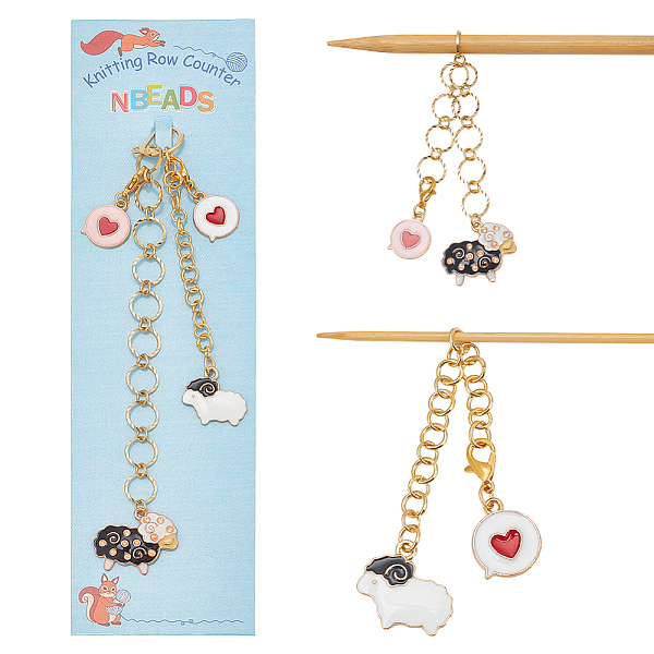 PandaHall 2Pcs 2 Style Sheep Alloy Enamel Beaded Knitting Row Counter Chains, Brass Linking Ring Locking Stitch Marker, Golden, 11.9~16.7cm..., Multicolor
PandaHall 2Pcs 2 Style Sheep Alloy Enamel Beaded Knitting Row Counter Chains, Brass Linking Ring Locking Stitch Marker, Golden, 11.9~16.7cm..., Multicolor