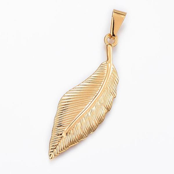 PandaHall 304 Stainless Steel Big Pendants, Feather, Golden, 50.5x16.5x1mm, Hole: 9x5mm 304 Stainless Steel Feather
PandaHall 304 Stainless Steel Big Pendants, Feather, Golden, 50.5x16.5x1mm, Hole: 9x5mm 304 Stainless Steel Feather