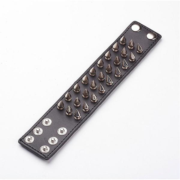 PandaHall Punk Rock Style Cowhide Leather Rivet Bracelets, with Alloy & Iron Findings, Black, 220x42x2mm(8-5/8 inchx1-3/4 inch) Leather...
PandaHall Punk Rock Style Cowhide Leather Rivet Bracelets, with Alloy & Iron Findings, Black, 220x42x2mm(8-5/8 inchx1-3/4 inch) Leather...