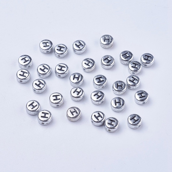 PandaHall Silver Color Plated Acrylic Horizontal Hole Letter Beads, Flat Round, Letter.H, 7x3.5mm, Hole: 1mm, about 360pcs/50g Acrylic Flat...
PandaHall Silver Color Plated Acrylic Horizontal Hole Letter Beads, Flat Round, Letter.H, 7x3.5mm, Hole: 1mm, about 360pcs/50g Acrylic Flat...