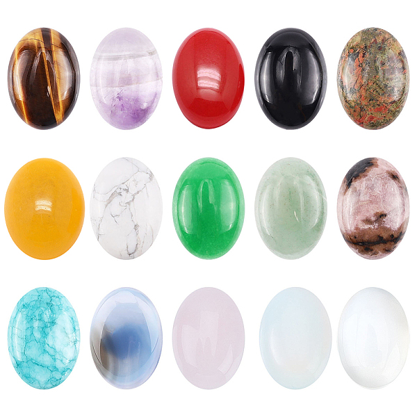 PandaHall SUNNYCLUE Gemstone Cabochons, Oval, 24~26x17~19x5~7mm, 15 materials, 1pc/material, 15pcs/box Mixed Stone Oval Multicolor
PandaHall SUNNYCLUE Gemstone Cabochons, Oval, 24~26x17~19x5~7mm, 15 materials, 1pc/material, 15pcs/box Mixed Stone Oval Multicolor
