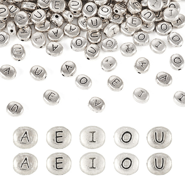 PandaHall 100Pcs 5 Style Tibetan Style Alloy Beads, Antique Silver, Oval with Letter, Antique Silver, 6x6.5x3.3mm, Hole: 1mm, 20pcs/style...
PandaHall 100Pcs 5 Style Tibetan Style Alloy Beads, Antique Silver, Oval with Letter, Antique Silver, 6x6.5x3.3mm, Hole: 1mm, 20pcs/style...