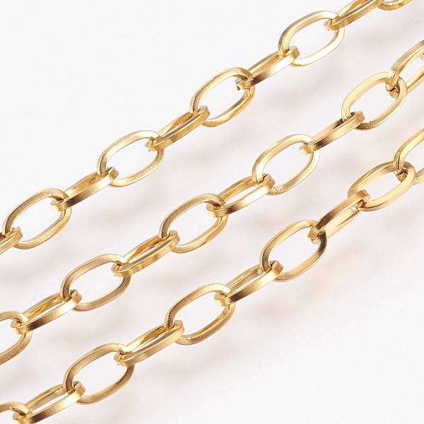 PandaHall Ion Plating(IP) Handmade 304 Stainless Steel Cable Chains, Unwelded, with Spool, Flat Oval, Golden, 6.8x4x0.8mm, about 32.8 Feet...
PandaHall Ion Plating(IP) Handmade 304 Stainless Steel Cable Chains, Unwelded, with Spool, Flat Oval, Golden, 6.8x4x0.8mm, about 32.8 Feet...