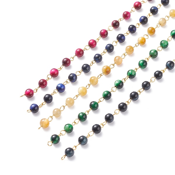 PandaHall 3.28 Feet Handmade Natural Tiger Eye Dyed & Heated Beaded Chains, with 304 Stainless Steel Findings, Unwelded, Golden, Mixed Color..., Multicolor
PandaHall 3.28 Feet Handmade Natural Tiger Eye Dyed & Heated Beaded Chains, with 304 Stainless Steel Findings, Unwelded, Golden, Mixed Color..., Multicolor