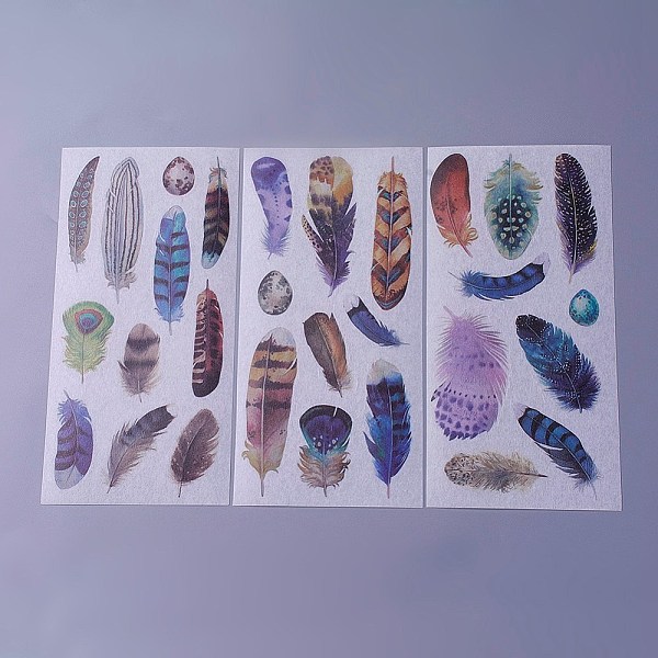 PandaHall Scrapbook Stickers, Self Adhesive Picture Stickers, Feather Pattern, Colorful, 200x100mm Paper Wing
PandaHall Scrapbook Stickers, Self Adhesive Picture Stickers, Feather Pattern, Colorful, 200x100mm Paper Wing