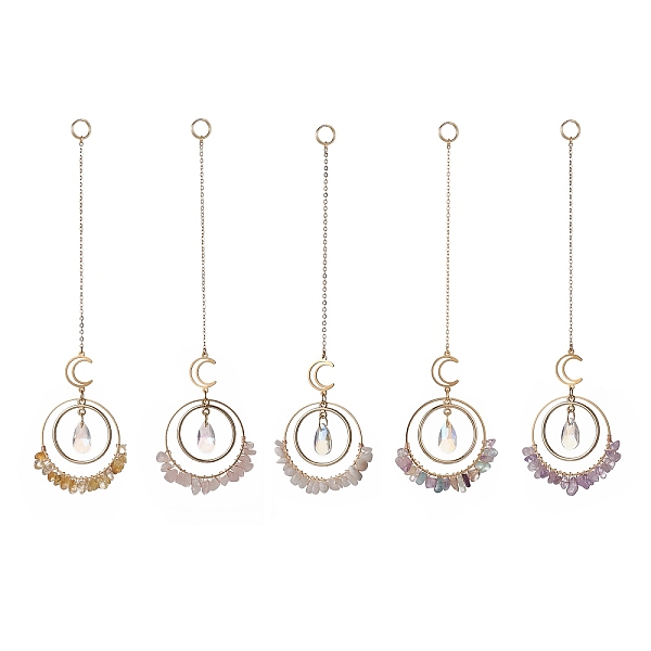PandaHall Glass Teardrop Window Hanging Suncatchers, Natural Gemstone Chips & Brass Moon Pendants Decorations Ornaments, 182~185mm Mixed...
PandaHall Glass Teardrop Window Hanging Suncatchers, Natural Gemstone Chips & Brass Moon Pendants Decorations Ornaments, 182~185mm Mixed...
