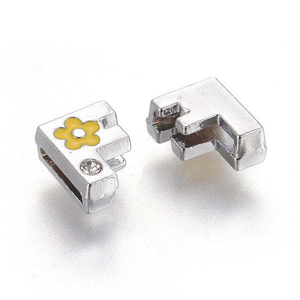 PandaHall Alloy Rhinestone Slide Charms, with Enamel, Letter.F with Yellow Flower, Platinum Metal Color, 8.5x10.5x4.5mm, Hole: 2x8mm...
PandaHall Alloy Rhinestone Slide Charms, with Enamel, Letter.F with Yellow Flower, Platinum Metal Color, 8.5x10.5x4.5mm, Hole: 2x8mm...