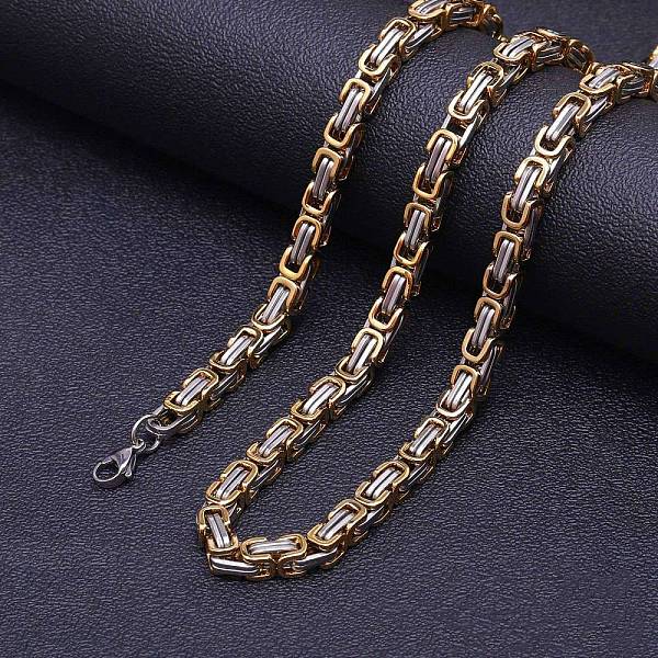 PandaHall Titanium Steel Byzantine Chains Necklaces for Men, Golden & Stainless Steel Color, 23.62 inch(60cm) Titanium Steel
PandaHall Titanium Steel Byzantine Chains Necklaces for Men, Golden & Stainless Steel Color, 23.62 inch(60cm) Titanium Steel