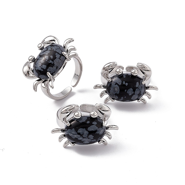 PandaHall Natural Snowflake Obsidian Crab Open Cuff Ring, Platinum Brass Jewelry for Women, Cadmium Free & Lead Free, US Size 7 1/4(17.5mm)...
PandaHall Natural Snowflake Obsidian Crab Open Cuff Ring, Platinum Brass Jewelry for Women, Cadmium Free & Lead Free, US Size 7 1/4(17.5mm)...