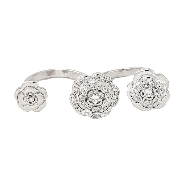 PandaHall Brass Double Finger Rings, Open Cuff Rings, Cubic Zirconia Peony Flower Ring for Women, Platinum, 3mm, Inner Diameter: 16mm & 18mm..., Clear
PandaHall Brass Double Finger Rings, Open Cuff Rings, Cubic Zirconia Peony Flower Ring for Women, Platinum, 3mm, Inner Diameter: 16mm & 18mm..., Clear