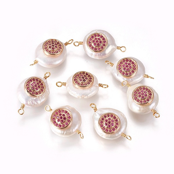 PandaHall Natural Pearl Links connectors, with Cubic Zirconia and Brass Findings, Flat Round, Golden, Camellia, 22~25x13~15x7~10mm, Hole..., Pink
PandaHall Natural Pearl Links connectors, with Cubic Zirconia and Brass Findings, Flat Round, Golden, Camellia, 22~25x13~15x7~10mm, Hole..., Pink