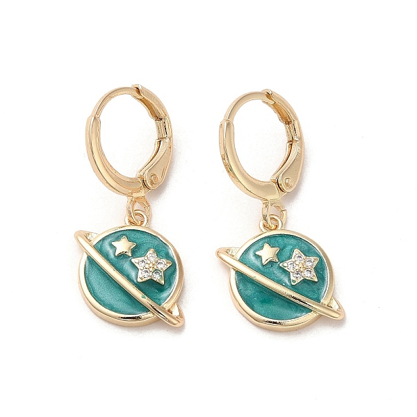 PandaHall Planet Real 18K Gold Plated Brass Dangle Leverback Earrings, with Enamel and Cubic Zirconia, Dark Turquoise, 26.5x15mm Cubic...
PandaHall Planet Real 18K Gold Plated Brass Dangle Leverback Earrings, with Enamel and Cubic Zirconia, Dark Turquoise, 26.5x15mm Cubic...