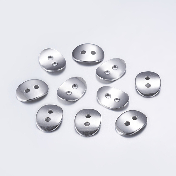 PandaHall 304 Stainless Steel Buttons, 2-Hole, Oval, Stainless Steel Color, 14x10.5x1mm, Hole: 2mm 304 Stainless Steel Oval
PandaHall 304 Stainless Steel Buttons, 2-Hole, Oval, Stainless Steel Color, 14x10.5x1mm, Hole: 2mm 304 Stainless Steel Oval