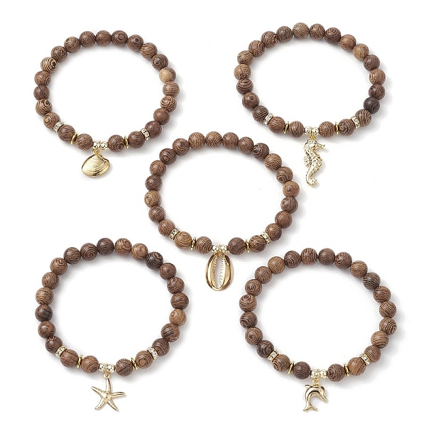 PandaHall Ocean Theme 304 Stainless Steel Charm Bracelets, 8mm Round Wenge Wood Beaded Stretch Bracelets for Women, Starfish/Dolphin/Shell...
PandaHall Ocean Theme 304 Stainless Steel Charm Bracelets, 8mm Round Wenge Wood Beaded Stretch Bracelets for Women, Starfish/Dolphin/Shell...