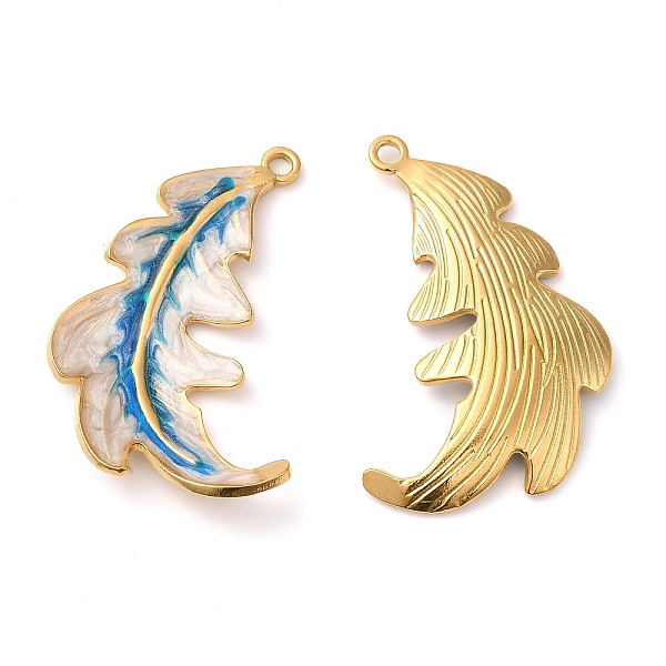PandaHall 304 Stainless Steel Enamel Pendants, Real 18K Gold Plated, Feather Charm, Steel Blue, 38x27x3mm, Hole: 2mm Stainless Steel+Enamel...
PandaHall 304 Stainless Steel Enamel Pendants, Real 18K Gold Plated, Feather Charm, Steel Blue, 38x27x3mm, Hole: 2mm Stainless Steel+Enamel...