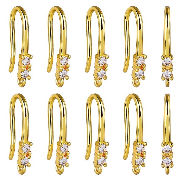 PandaHall 10 Pair Brass Micro Pave Clear Cubic Zirconia Earring Hooks, Ear Wire, with Loops, Real 18K Gold Plated, 18mm, Hole: 1.2mm, Pin...
PandaHall 10 Pair Brass Micro Pave Clear Cubic Zirconia Earring Hooks, Ear Wire, with Loops, Real 18K Gold Plated, 18mm, Hole: 1.2mm, Pin...
