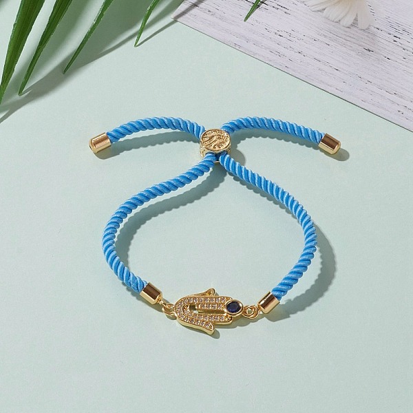 PandaHall Adjustable Nylon Twisted Cord Slider Bracelets, Link Bracelets, with Brass Micro Pave Cubic Zirconia Links and Brass Beads, Hamsa...
PandaHall Adjustable Nylon Twisted Cord Slider Bracelets, Link Bracelets, with Brass Micro Pave Cubic Zirconia Links and Brass Beads, Hamsa...