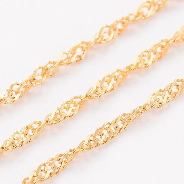 PandaHall Ion Plating(IP) 304 Stainless Steel Singapore Chains, Water Wave Chains, Soldered, with Spool, Faceted, Golden, 2mm, about 32.8...
PandaHall Ion Plating(IP) 304 Stainless Steel Singapore Chains, Water Wave Chains, Soldered, with Spool, Faceted, Golden, 2mm, about 32.8...