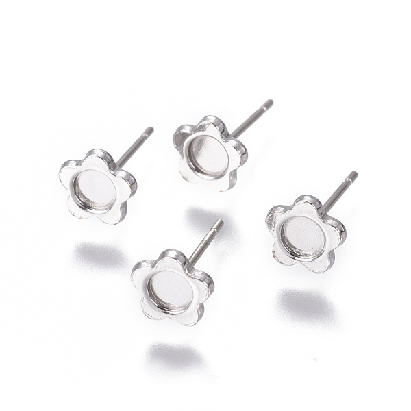 PandaHall 304 Stainless Steel Ear Stud Components, Flower, Stainless Steel Color, Tray: 4mm, 7mm, Pin: 0.8mm 304 Stainless Steel Flower
PandaHall 304 Stainless Steel Ear Stud Components, Flower, Stainless Steel Color, Tray: 4mm, 7mm, Pin: 0.8mm 304 Stainless Steel Flower