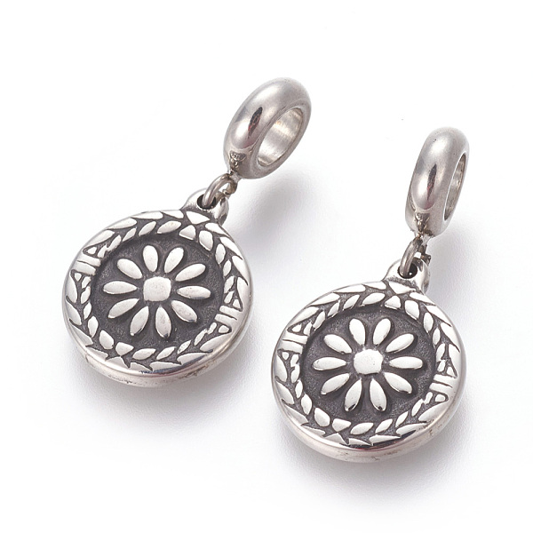PandaHall 304 Stainless Steel Pendants, Large Hole Pendants, Flat Round with Flower, Antique Silver, 28.3mm, Hole: 5.3mm, Pendant...
PandaHall 304 Stainless Steel Pendants, Large Hole Pendants, Flat Round with Flower, Antique Silver, 28.3mm, Hole: 5.3mm, Pendant...