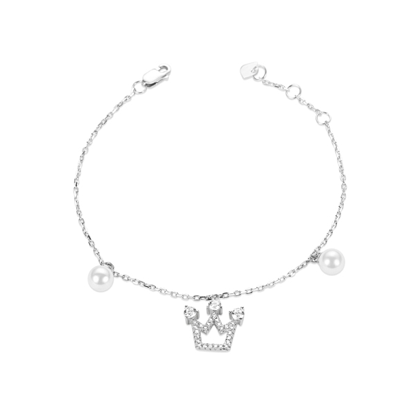 PandaHall TINYSAND Trendy 925 Sterling Silver Cubic Zirconia Crown Pearl Charm Bracelet, Silver, 168.7mm Sterling Silver
PandaHall TINYSAND Trendy 925 Sterling Silver Cubic Zirconia Crown Pearl Charm Bracelet, Silver, 168.7mm Sterling Silver