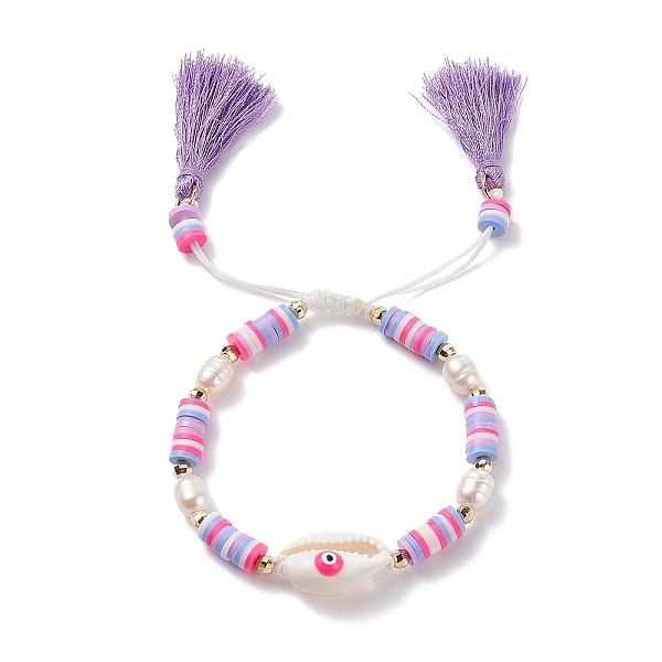 PandaHall Natual Shell with Evil Eye & Pearl Braided Bead Bracelet, Heishi Beads Bracelet with Double Tassel Charm for Women, Medium Orchid...
PandaHall Natual Shell with Evil Eye & Pearl Braided Bead Bracelet, Heishi Beads Bracelet with Double Tassel Charm for Women, Medium Orchid...