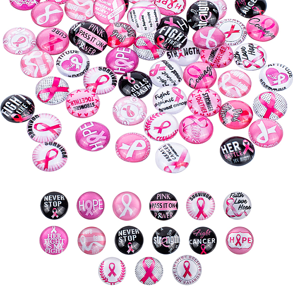 PandaHall 120pcs Glass Cabochons, Half Round/Dome with Pink Breast Cancer Pink Awareness Ribbon Pattern, Mixed Color, 12x4.8mm Glass Half..., Multicolor
PandaHall 120pcs Glass Cabochons, Half Round/Dome with Pink Breast Cancer Pink Awareness Ribbon Pattern, Mixed Color, 12x4.8mm Glass Half..., Multicolor
