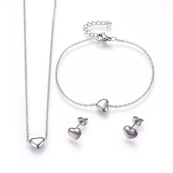 PandaHall 304 Stainless Steel Jewelry Sets, Pendant Necklaces & Stud Earrings & Bracelets, Heart, Stainless Steel Color, 16.93 inch(43cm)...
PandaHall 304 Stainless Steel Jewelry Sets, Pendant Necklaces & Stud Earrings & Bracelets, Heart, Stainless Steel Color, 16.93 inch(43cm)...