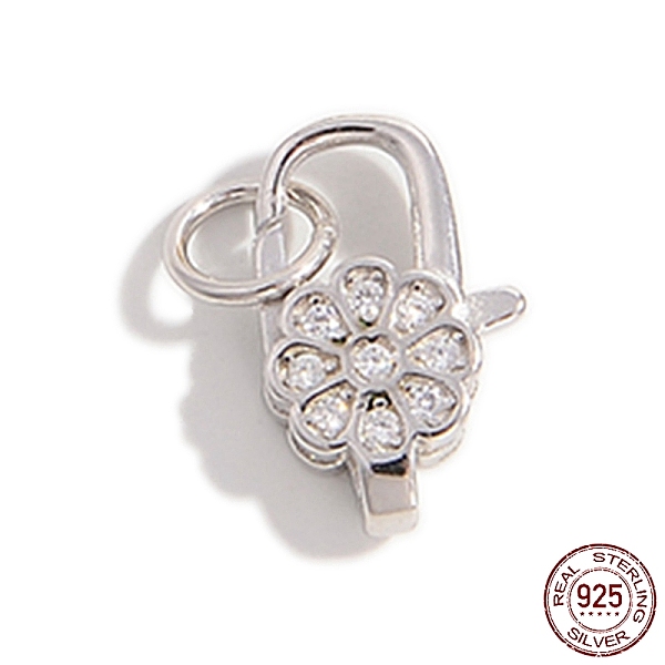 PandaHall Rhodium Plated 925 Sterling Silver Micro Pave Cubic Zirconia Lobster Claw Clasps, with Jump Ring, Flower, Real Platinum Plated..., Clear
PandaHall Rhodium Plated 925 Sterling Silver Micro Pave Cubic Zirconia Lobster Claw Clasps, with Jump Ring, Flower, Real Platinum Plated..., Clear