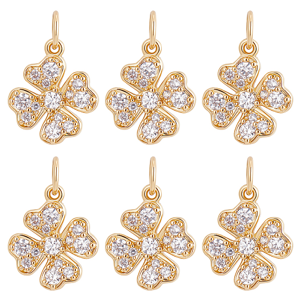 PandaHall Beebeecraft 6Pcs Brass Micro Pave Cubic Zirconia Charms, Long-Lasting Plated, Clover, Real 18K Gold Plated, 14x11.5x2mm, Hole: 3mm..., Clear
PandaHall Beebeecraft 6Pcs Brass Micro Pave Cubic Zirconia Charms, Long-Lasting Plated, Clover, Real 18K Gold Plated, 14x11.5x2mm, Hole: 3mm..., Clear