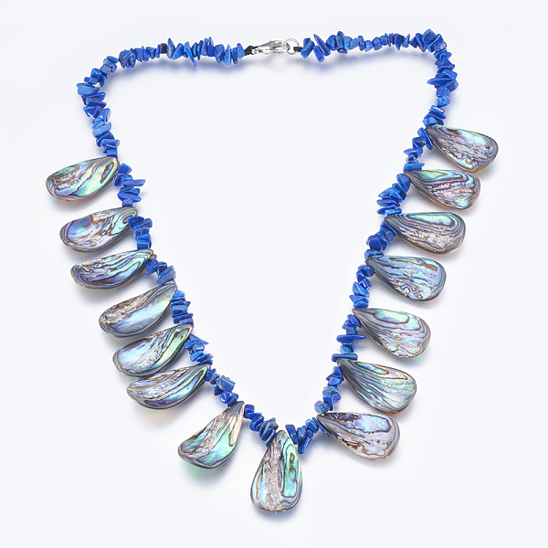 PandaHall Lapis Lazuli and Abalone Shell/Paua ShellBib Statement Necklaces, with Brass Findings, teardrop, Platinum, 18.7 inch(47.5cm) Shell
PandaHall Lapis Lazuli and Abalone Shell/Paua ShellBib Statement Necklaces, with Brass Findings, teardrop, Platinum, 18.7 inch(47.5cm) Shell