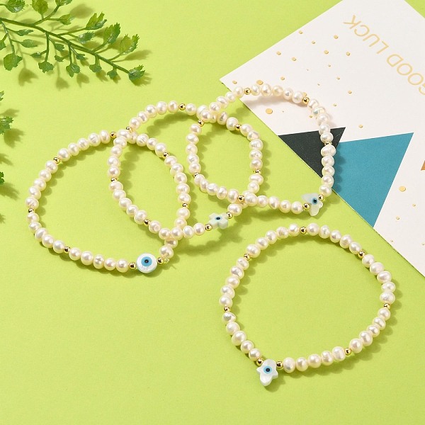 PandaHall Natural Pearl Beads Stretch Bracelets, with Brass Beads, Natural White Shell Beads and Synthetic Turquoise, Mixed Shapes with Evil...
PandaHall Natural Pearl Beads Stretch Bracelets, with Brass Beads, Natural White Shell Beads and Synthetic Turquoise, Mixed Shapes with Evil...