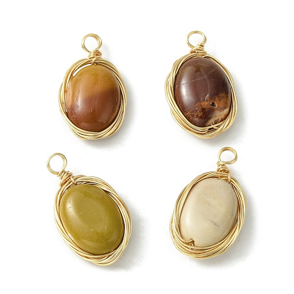 PandaHall Natural Mookaite Copper Wire Wrapped Pendants, Oval Charms, Light Gold, 21~23x12~12.5x5~6mm, Hole: 3mm Mookaite Oval
PandaHall Natural Mookaite Copper Wire Wrapped Pendants, Oval Charms, Light Gold, 21~23x12~12.5x5~6mm, Hole: 3mm Mookaite Oval