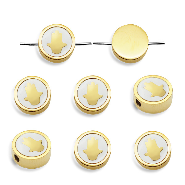 PandaHall Vacuum Plating 201 Stainless Steel Beads, with Shell, Flat Round with Palm, Golden, 9.5x3mm, Hole: 1.8mm 201 Stainless Steel Flat..., White
PandaHall Vacuum Plating 201 Stainless Steel Beads, with Shell, Flat Round with Palm, Golden, 9.5x3mm, Hole: 1.8mm 201 Stainless Steel Flat..., White