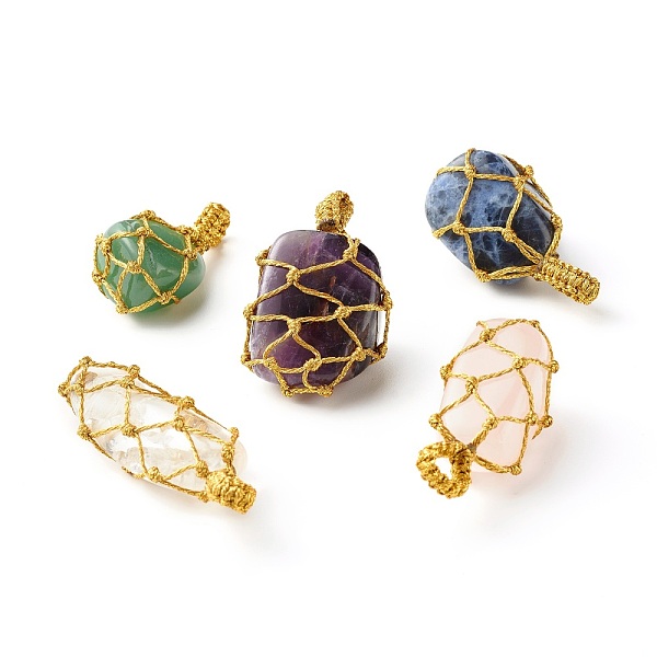 PandaHall Natural Mixed Gemstone Pendants, with Gold Metallic Wire, Nuggets, 32~50.5x15~22x11~17mm, Hole: 3~5x6mm Mixed Stone Nuggets Gold
PandaHall Natural Mixed Gemstone Pendants, with Gold Metallic Wire, Nuggets, 32~50.5x15~22x11~17mm, Hole: 3~5x6mm Mixed Stone Nuggets Gold