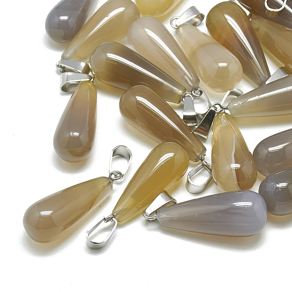 PandaHall Natural Grey Agate Pendants, with Stainless Steel Snap On Bails, teardrop, 28~30x10~12mm, Hole: 6x4mm Grey Agate Teardrop
PandaHall Natural Grey Agate Pendants, with Stainless Steel Snap On Bails, teardrop, 28~30x10~12mm, Hole: 6x4mm Grey Agate Teardrop