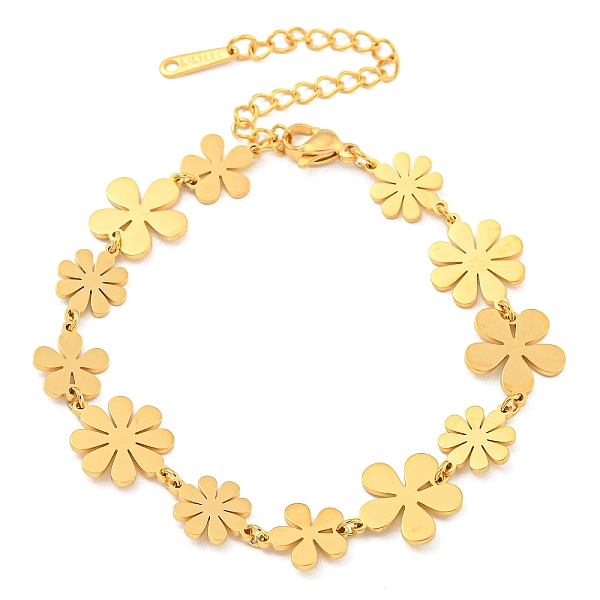 PandaHall 304 Stainless Steel Chain Bracelets, Small Daisy, Real 18K Gold Plated, 6-5/8 inch(16.9cm) 304 Stainless Steel Flower
PandaHall 304 Stainless Steel Chain Bracelets, Small Daisy, Real 18K Gold Plated, 6-5/8 inch(16.9cm) 304 Stainless Steel Flower