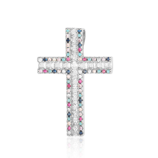 PandaHall Brass Micro Pave Colorful Cubic Zirconia Pendants, Cross Charms, Platinum, 34x25x5.7mm Brass+Cubic Zirconia Cross
PandaHall Brass Micro Pave Colorful Cubic Zirconia Pendants, Cross Charms, Platinum, 34x25x5.7mm Brass+Cubic Zirconia Cross